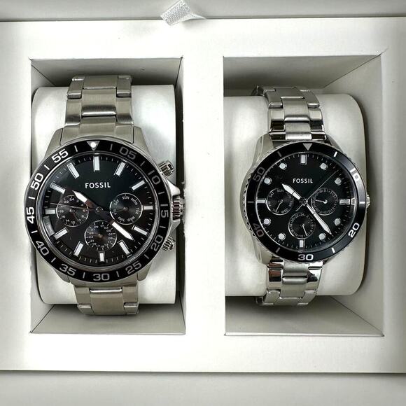 Fossil Couple Set His & Hers Multifunction Stainless Steel Watch BQM2753SET $380 main image 5